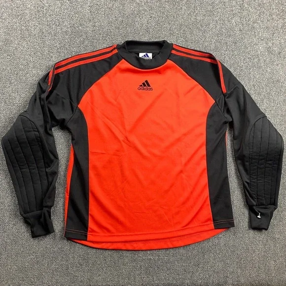 Vintage Adidas Soccer Jersey Mens Large Red Elbow Pads Goalkeeper Adults - Picture 1 of 12